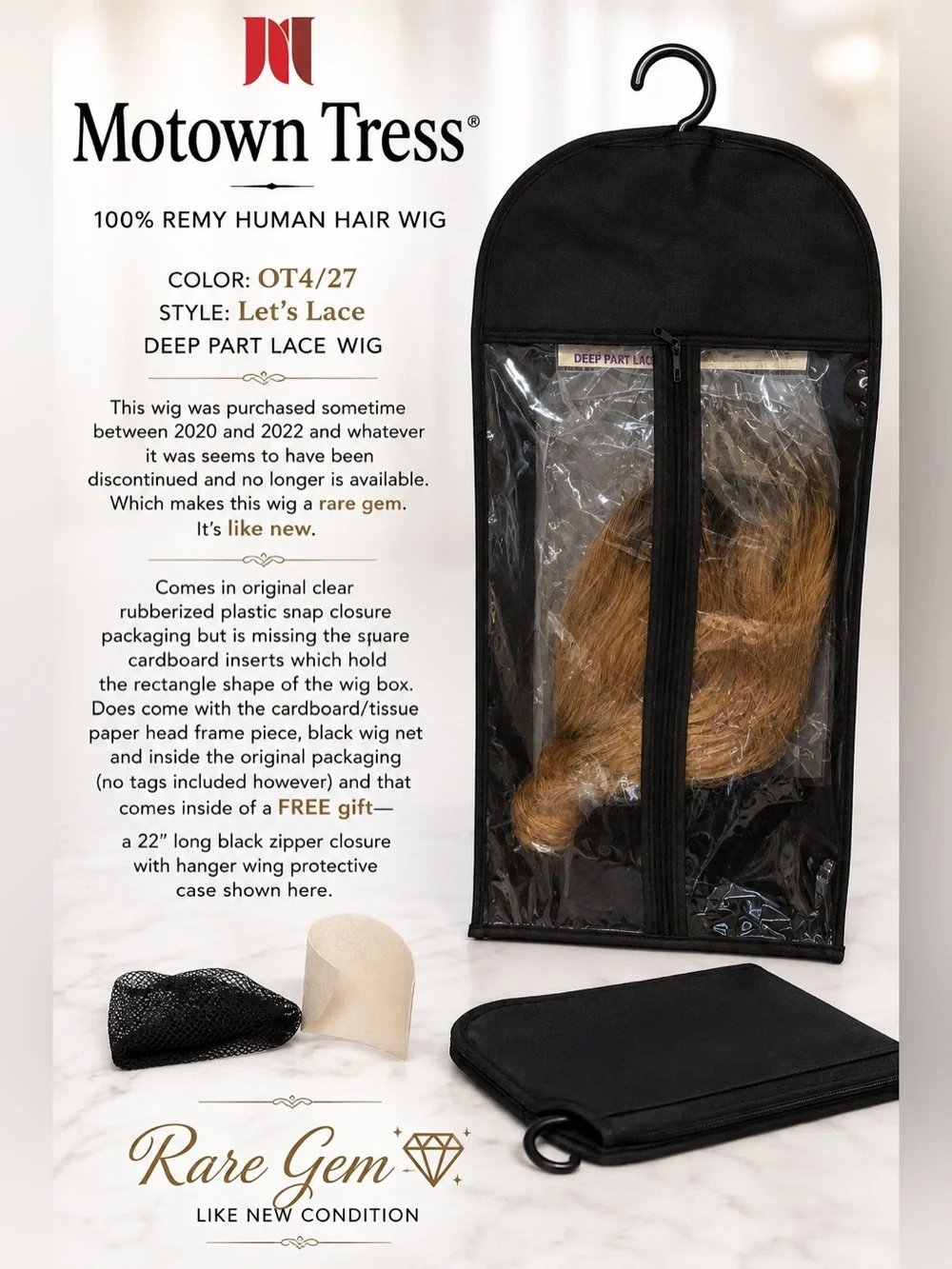 RARE HOT ITEM! Motown Tress OT4/27 Remy Human Hair Deep Part Lace Wig LIKE NEW!